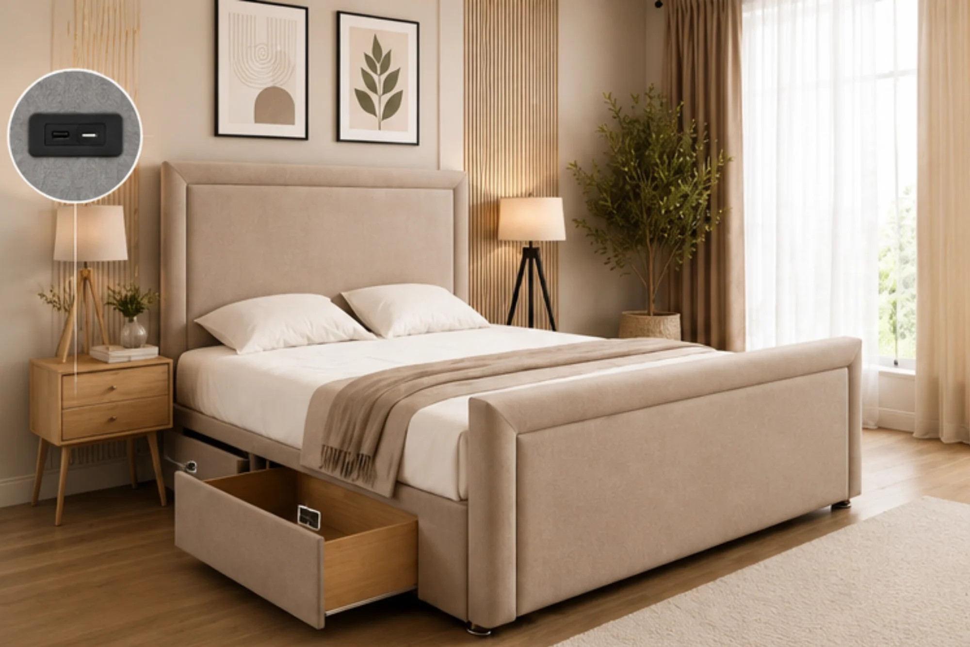 Cozifya bed and mattress in a UK bedroom